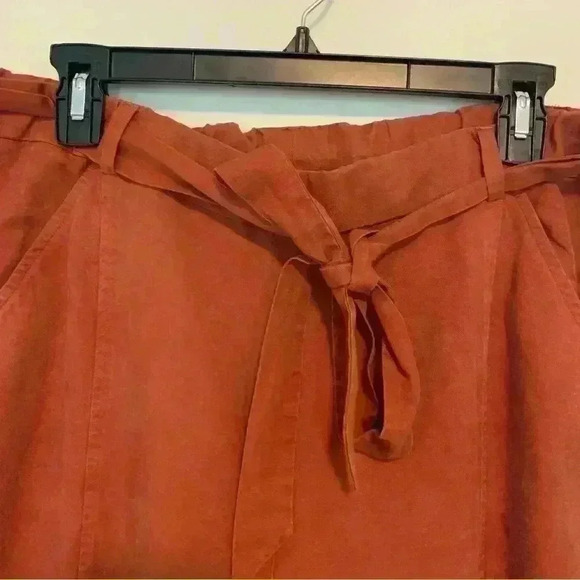Eileen Fisher Cropped Burnt Orange Earthy Pull On Tie Waist Pants Size Medium - Picture 6 of 12